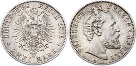 Germany - Empire Anhalt 2 Mark 1876 A
Jaeger# 19; Silver, Mintage 200000; XF-; Deutsches Kaiserreich Anhalt Anhalt 2 Mark 1876