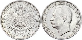 Germany - Empire Baden 3 Mark 1915 G
Jaeger# 39; Silver, Mintage 62000; AUNC; Deutsches Kaiserreich Baden Baden 3 Mark 1915