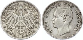 Germany - Empire Bavaria 2 Mark 1893 D
Jaeger# 45; Silver, Mintage 250000; VF; Deutsches Kaiserreich Bayern Bavaria 2 Mark 1893