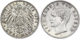 Germany - Empire Bavaria 2 Mark 1904 D
Jaeger# 45; Silver, Mintage 2320000; VF-XF; Deutsches Kaiserreich Bayern Bavaria 2 Mark 1904