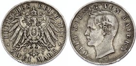 Germany - Empire Bavaria 2 Mark 1905 D
Jaeger# 45; Silver, Mintage 1410000; VF; Deutsches Kaiserreich Bayern Bavaria 2 Mark 1905
