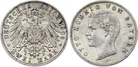 Germany - Empire Bavaria 2 Mark 1906 D
Jaeger# 45; Silver, Mintage 1050000; VF+; Deutsches Kaiserreich Bayern Bavaria 2 Mark 1906