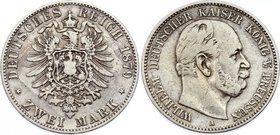 Germany - Empire Prussia 2 Mark 1879 A
Jaeger# 96; Silver, Mintage 29000; VF; Deutsches Kaiserreich Preussen Prussia 2 Mark 1879