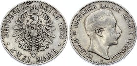 Germany - Empire Prussia 2 Mark 1888 A Willhelm II
Jaeger# 100; Silver, Mintage 140000; VF+; Deutsches Kaiserreich Preussen Prussia 2 Mark 1888