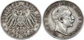 Germany - Empire Prussia 2 Mark 1893 A
Jaeger# 102; Silver, Mintage 950000; VF; Deutsches Kaiserreich Preussen Prussia 2 Mark 1893