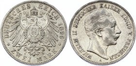 Germany - Empire Prussia 2 Mark 1896 A
Jaeger# 102; Silver, Mintage 1770000; VF; Deutsches Kaiserreich Preussen Prussia 2 Mark 1896