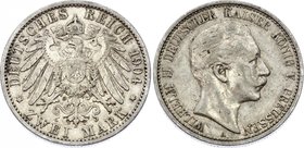 Germany - Empire Prussia 2 Mark 1904 A
Jaeger# 102; Silver, Mintage 9980000; VF+; Deutsches Kaiserreich Preussen Prussia 2 Mark 1904