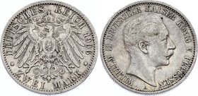 Germany - Empire Prussia 2 Mark 1906 A
Jaeger# 102; Silver, Mintage 4020000; VF+; Deutsches Kaiserreich Preussen Prussia 2 Mark 1906