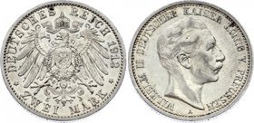 Germany - Empire Prussia 2 Mark 1912 A
Jaeger# 102; Silver, Mintage 730000; XF+; Deutsches Kaiserreich Preussen Prussia 2 Mark 1912
