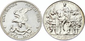 Germany - Empire Prussia 2 Mark 1913 A 100th Anniversary - victory over Napoleon
Jaeger# 109; Silver, Mintage 1500000; UNC; Deutsches Kaiserreich Pre...