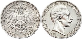 Germany - Empire Prussia 3 Mark 1908 A
KM# 527; Silver; XF