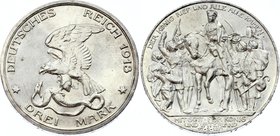 Germany - Empire Prussia 3 Mark 1913 A 200thAnniversary of Prussia
Jaeger# 110; Silver, Mintage 2000000; AUNC; Deutsches Kaiserreich Preussen Prussia...