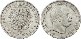 Germany - Empire Prussia 5 Mark 1875 A
Jaeger# 97; Silver, Mintage 850000; VF-XF; Deutsches Kaiserreich Preussen Prussia 5 Mark 1875
