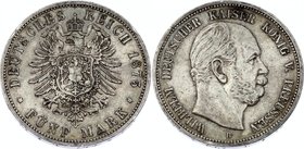 Germany - Empire Prussia 5 Mark 1875 B
Jaeger# 97; Silver, Mintage 920000; VF-XF; Deutsches Kaiserreich Preussen Prussia 5 Mark 1875