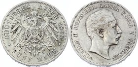 Germany - Empire Prussia 5 Mark 1898 A
Jaeger# 104; Silver, Mintage 1130000; VF; Deutsches Kaiserreich Preussen Prussia 5 Mark 1898
