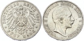 Germany - Empire Prussia 5 Mark 1901 A
Jaeger# 104; Silver, Mintage 670000; XF-; Deutsches Kaiserreich Preussen Prussia 5 Mark 1901