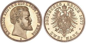 Germany - Empire Reuss Greiz 2 Mark 1877 B GENI PR 64
KM# 126; J. 116; Silver; Heinrich XXII