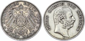 Germany - Empire Sachsen Albertine 2 Mark 1903 E
Jaeger# 129; Silver, Mintage 750000; aXF; Deutsches Kaiserreich Sachsen Saxony Albertine 2 Mark 1903