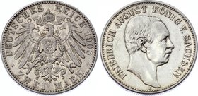 Germany - Empire Sachsen Albertine 2 Mark 1908 E
Jaeger# 134; Silver, Mintage 340000; XF+; Deutsches Kaiserreich Sachsen Saxony Albertine 2 Mark 1908