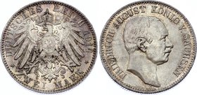 Germany - Empire Sachsen Albertine 2 Mark 1914 E
Jaeger# 134; Silver, Mintage 300000; AUNC; Deutsches Kaiserreich Sachsen Saxony Albertine 2 Mark 191...