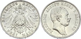Germany - Empire Sachsen Albertine 3 Mark 1912 E
Jaeger# 135; Silver, Mintage 380000; AUNC; Deutsches Kaiserreich Sachsen Saxony Albertine 3 Mark 191...
