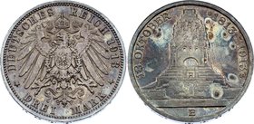 Germany - Empire Sachsen Albertine 3 Mark 1913 E Völkerschlacht
Jaeger# 140; Silver, Mintage 1000000; XF++; Deutsches Kaiserreich Sachsen Saxony Albe...