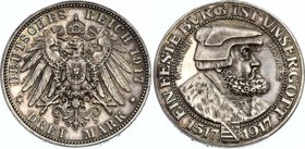 Germany - Empire Sachsen Albertine 3 Mark 1917 E Friedrich der Weise RRRR
Jaeger# 141; Silver, Mintage 100 pieces only!!!; Jubilee of Reformation, Fr...