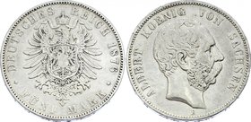 Germany - Empire Sachsen Albertine 5 Mark 1876 E
Jaeger# 122; Silver, Mintage 640000; VF; Deutsches Kaiserreich Sachsen Saxony Albertine 5 Mark 1876