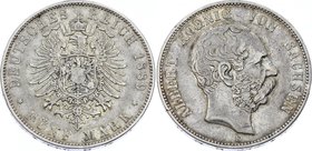 Germany - Empire Sachsen Albertine 5 Mark 1889 E
Jaeger# 122; Silver, Mintage 36000; VF+; Deutsches Kaiserreich Sachsen Saxony Albertine 5 Mark 1889