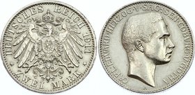 Germany - Empire Sachsen Coburg Gotha 2 Mark 1911 A RRRR
Jaeger# 147; Silver, Mintage 100 pieces!!!; AU-UNC with minor hairlines. The rarest non-comm...