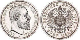 Germany - Empire Sachsen Coburg Gotha 5 Mark 1895 A GENI PR 99
KM# 160; Jaeger# 146; Silver; Alfred