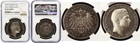 Germany - Empire Sachsen Coburg Gotha 5 Mark 1907 A NGC PF63 Cameo
Jaeger# 148; Carl Eduard. Silver, Proof. NGC PF63 Cameo. Amazing dark grey-rose pa...