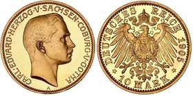 Germany - Empire Sachsen Coburg Gotha 10 Mark 1905 A GENI PR 64
KM# 169; Jaeger# 273; Gold; Carl Eduard
