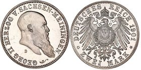 Germany - Empire Sachsen Meiningen 2 Mark 1901 D GENI PR 63
KM# 196; Jaeger# 149; Silver; Georg II