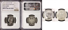 Germany - Empire Sachsen Weimar-Eisenach 2 Mark 1901 A NGC PF 63 CAMEO
Jaeger# 157; KM# 215; Silver; Wilhelm Ernst