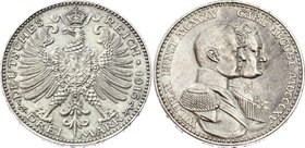 Germany - Empire Sachsen Weimar-Eisenach 3 Mark 1915 A 100 Years of Duchy
Jaeger# 163; Silver, Mintage 50000; AUNC; Deutsches Kaiserreich Sachsen Wei...