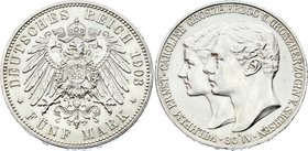 Germany - Empire Sachsen Weimar-Eisenach 5 Mark 1903 A Grand Duke's First Marriage - Caroline
Jaeger# 159; Silver, Mintage 24000; AUNC; Deutsches Kai...