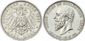 Germany - Empire Schaumburg Lippe 3 Mark 1911 A Death of Prince Georg
Jaeger# 166; Silver, Mintage 50000; AUNC; Deutsches Kaiserreich Schaumburg Lipp...