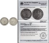 Germany - Weimar Republic 50 Reichsfennig 1932 G
KM# 49; Key Date - Mintage 96000 Only! Catalogue value is 1900 $. XF. With experts certificate dated...