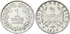 Germany - Weimar Republic 1 Reichsmark 1926 J
KM# 44; Key Date - catalogue value is 300 $. Silver, XF.
