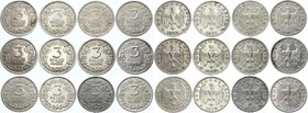 Germany - Weimar Republic Lot of 12 Silver Coins 3 Reichsmark with Rarities 1931 - 1933
Jaeger# 349; Lot of 12 coins - all different. Date & Mint Col...