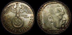 Germany - Third Reich 2 Mark 1936 D
KM# 93; Mintage 840.000; Mint Munich; UNC/BUNC