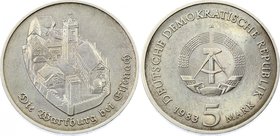 Germany Democratic Republic 5 Mark 1983 A Rare
KM# 86; Mintage 10.000 Pcs; Wartburg Castle; UNC