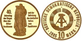 Germany Democratic Republic 10 Mark 1985 A P GENI PR 65
KM# PR37; Jaeger# 1603P; Liberation from Fascism - 40th Anniversary