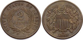 United States 2 Cents 1869
KM# 94; "Shield"; AUNC
