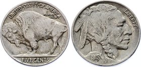 United States 5 Cents 1918 Double Die Obverse!
KM# 134; "Buffalo Nickel"; XF