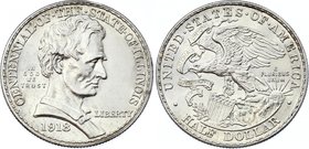 United States Half Dollar 1918 State of Illinois
KM# 143; Silver; Mintage 100,058; 100th Anniversary of the State of Illinois; UNC with minor hairlin...