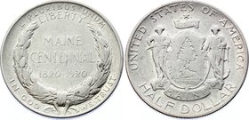 United States Half Dollar 1920 Rare! Maine Statehood Centennial
KM# 146; Silver; Mintage 50,028; Maine Statehood Centennial; VF+/XF-