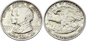 United States Half Dollar 1921 Alabama Centennial
KM# 148.2; Silver; Alabama Centennial 1819-1919; Weak Strike; UNC with minor hairlines