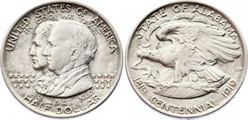 United States Half Dollar 1921 Alabama Centennial
KM# 148.2; Silver; Alabama Centennial 1819-1919; Weak Strike; XF
